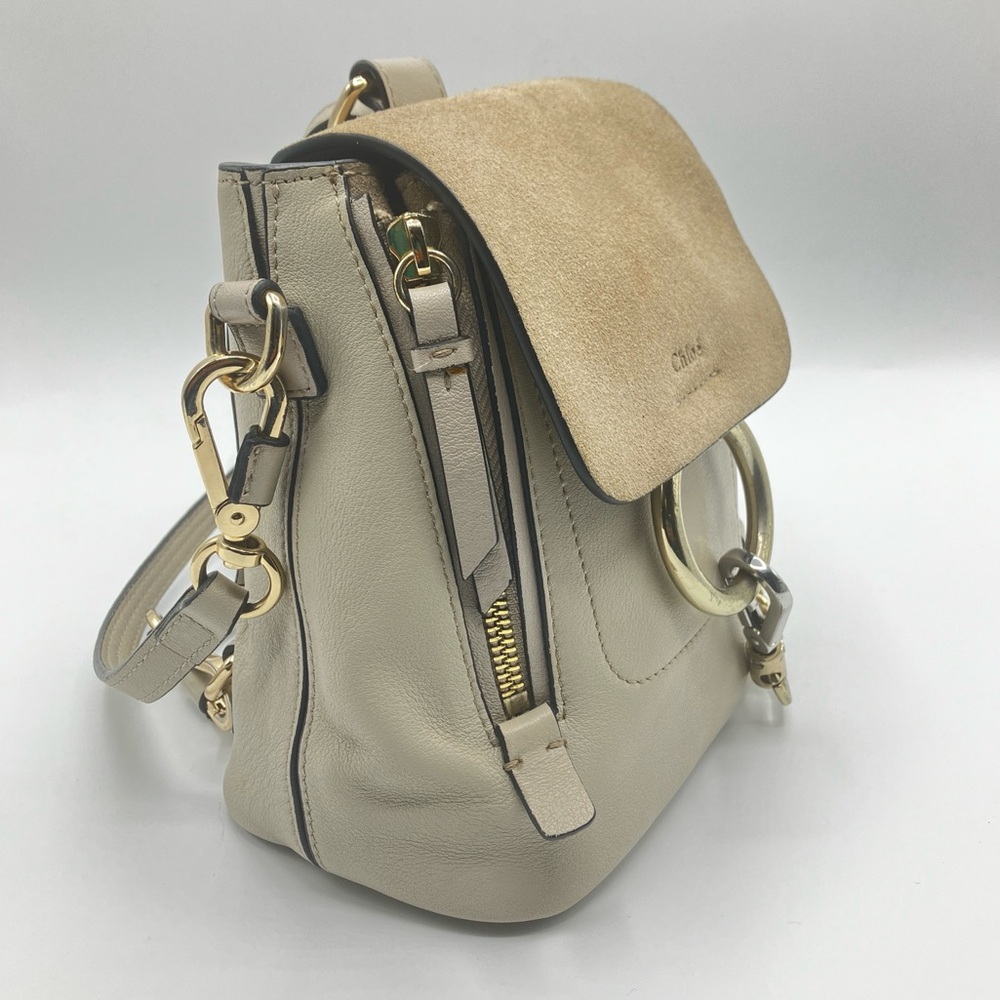 Chloé Grey Leather & Suede Mini Faye Backpack - Picture 8 of 16